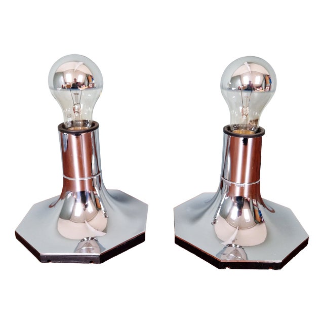 Chrome-Plated Metal Wall Sconces by Motoko Ishii for Staff Leuchten, 1970, Set of 2 For Sale
