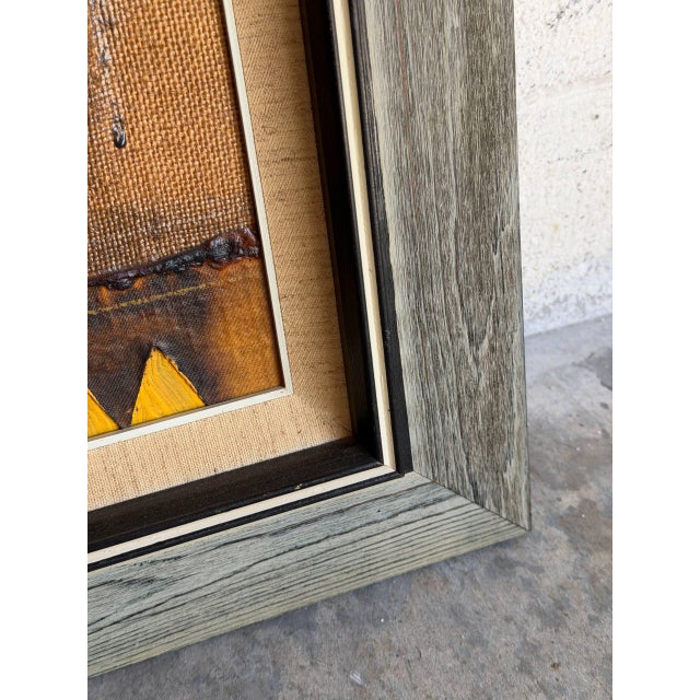 Yellow Per Dahl Abstract Expressionist Oil Painting Textured Canvas Wood Frame Denmark 1970s For Sale - Image 8 of 9