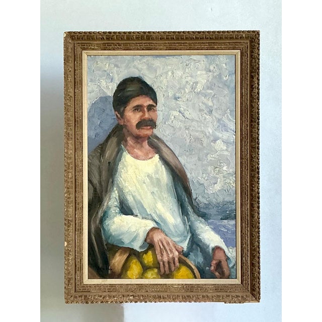 Late 20th Century Vintage Expressionist Impasto Portrait in Wood Frame For Sale - Image 5 of 16