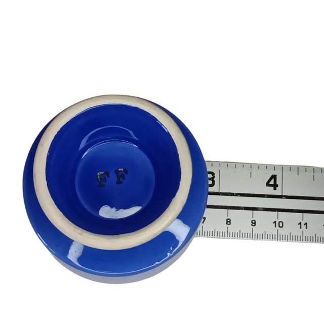 Vintage Retro Personal Ashtray Ceramic Blue by Fitz and Floyd Deep Bowl - MCM For Sale - Image 9 of 10