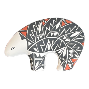 Large 12" Acoma Pueblo Pottery Bear – Signed Concho Nm – Hand-Painted Geometric
