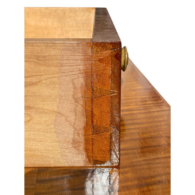 Orange Antique Federal Tiger Maple Dropleaf Dining Table With Full Drawer Exceptional For Sale - Image 8 of 12