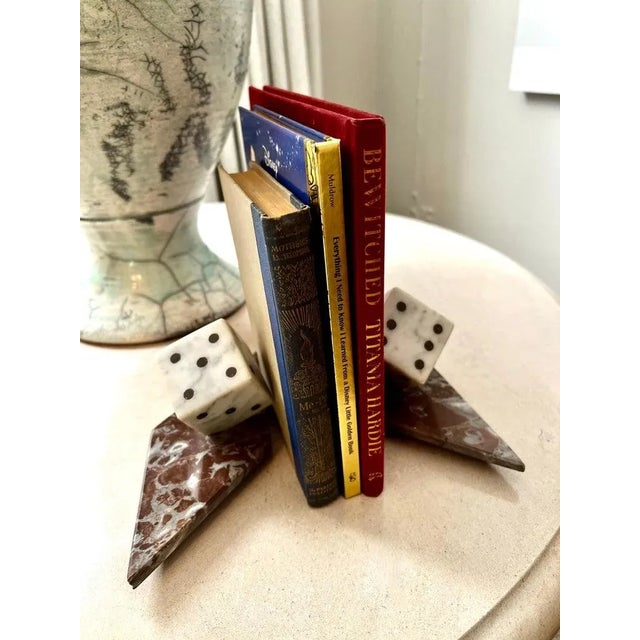 Marble Dice Bookends with Marble Bases - A Pair For Sale - Image 10 of 11