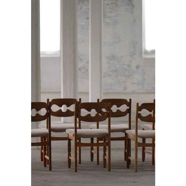 Vintage Razorblade Dining Chairs in Oak and Mohair by Henning Kjærnulf, 1960s, Set of 8 For Sale - Image 18 of 18
