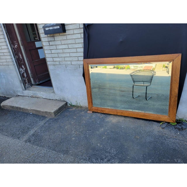 Wood Arts and Crafts Oak Large Mirror. For Sale - Image 7 of 9