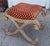 Nancy Corzine Nancy Corzine Saber Leg Giltwood X Bench W Red Silk Cut Velvet Fabric For Sale - Image 4 of 8