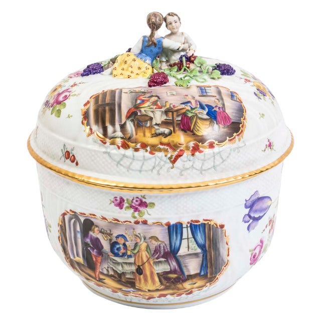 Hand Painted Porcelain Tureen For Sale