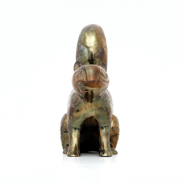 Large Vintage Brass Squirrel Figurine, Fall Woodland Animal Decor For Sale In Phoenix - Image 6 of 8