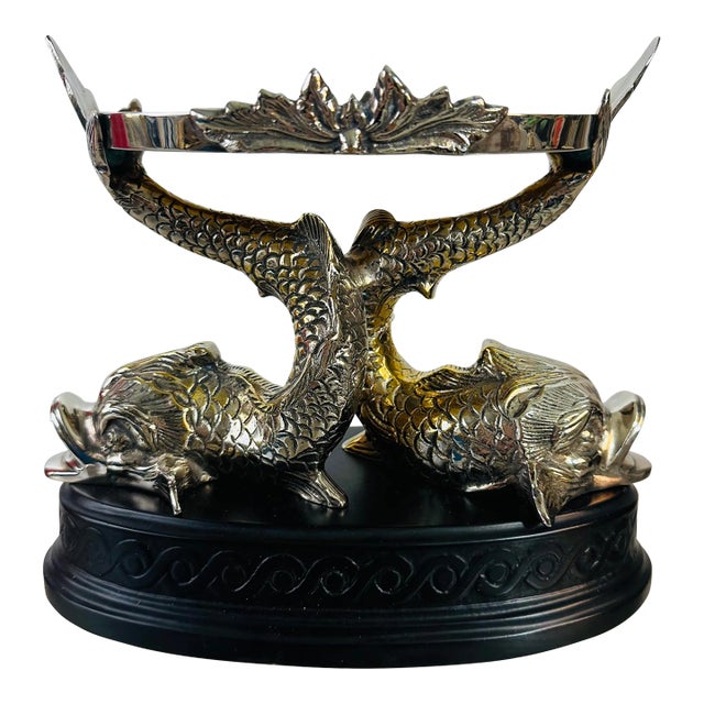 Chinoiserie Fish Decorative Pedestal Bowl For Sale