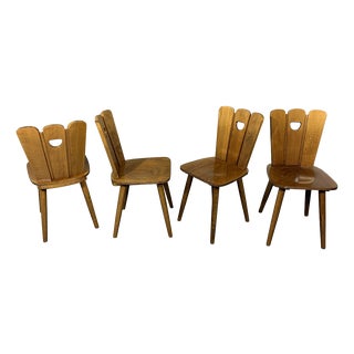 Brutalist Farmhouse Dining Chairs, 1950s, Set of 4 For Sale