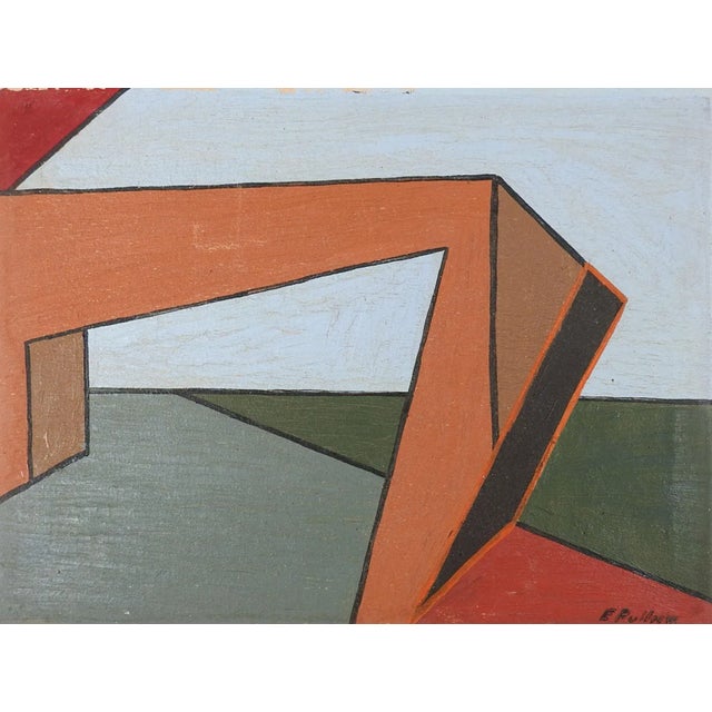Vintage Mid Century Abstract Color Block Painting For Sale - Image 4 of 4