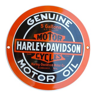 Enamel Harley Davidson Domed Sign For Sale