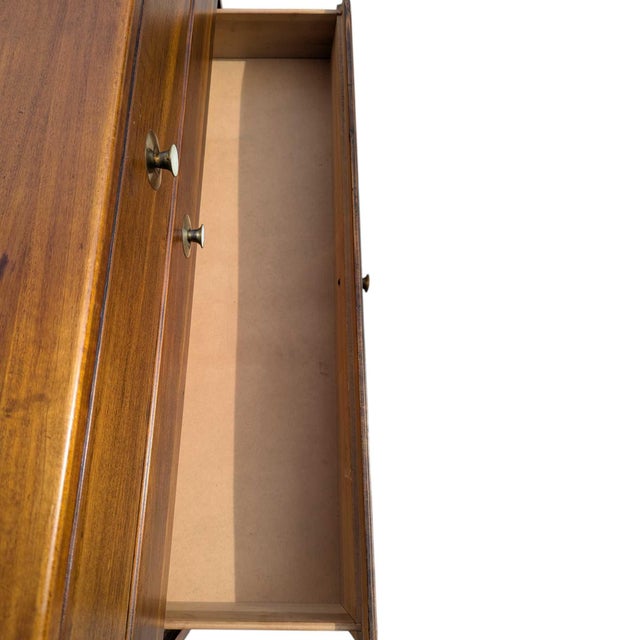 Vintage Mid-Century Walnut Six-Drawer Chest With Brass Pulls For Sale - Image 4 of 18