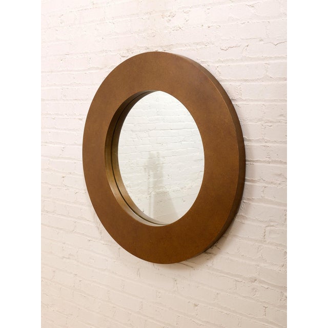 Contemporary Mid 20th Century Large Gold Round Mirror For Sale - Image 3 of 6