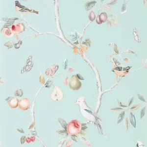 Sanderson Fruit Aviary Wallpaper in Duck Egg/Multi - a Sample