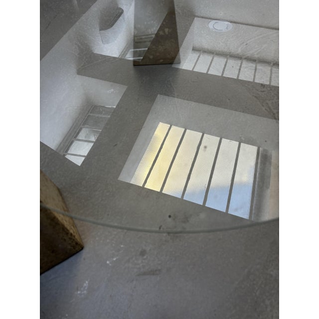 1970s Vintage Glass and Travertine Coffee Table, 1970 For Sale - Image 5 of 8