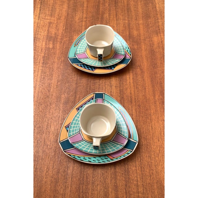 Postmodern Flash One Series Coffee Service Plates, Cups, Saucers by Dorothy Hafner for Rosenthal, 1980s, Set of 6 For Sale - Image 9 of 18