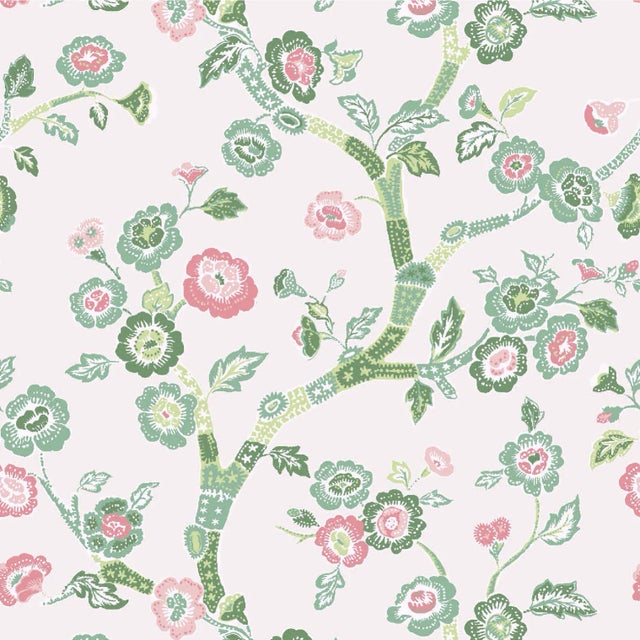 Temple Garden Celadon Fabric Sample For Sale