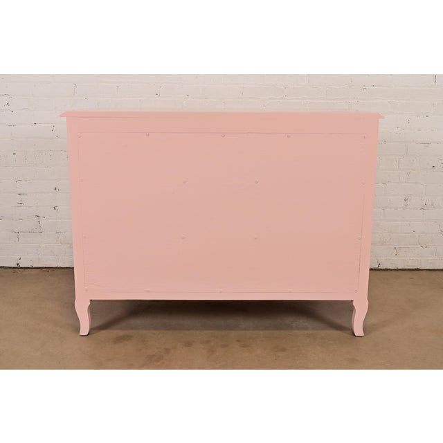 Cassard Romano French Provincial Louis XV Pink Lacquered Dresser Chest, Newly Refinished For Sale - Image 11 of 12