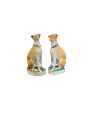 Antique Victorian Porcelain Dogs, 1880, Set of 2