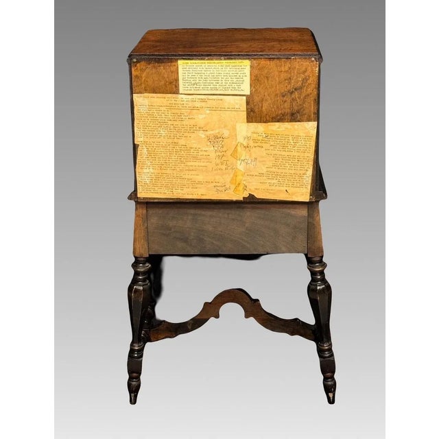 Antique Arts & Crafts / Chinoiserie Burled Walnut Cigar / Smoking Cabinet, Copper Lined Humidor For Sale - Image 9 of 12