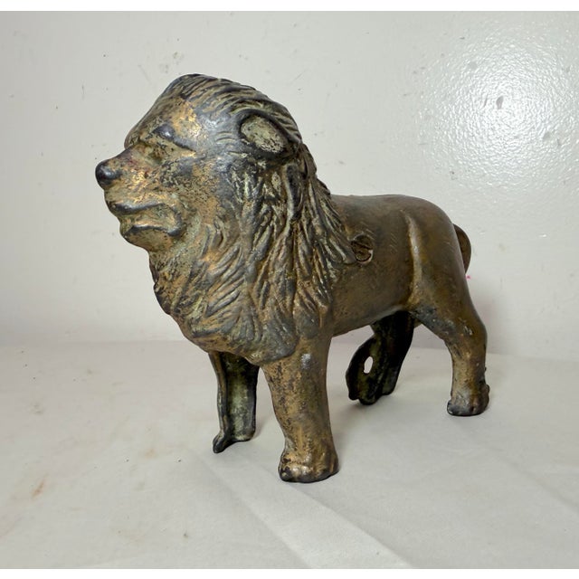 Antique Early 1900s Ac Williams Hand Painted Cast Iron Lion Still Bank For Sale - Image 11 of 12