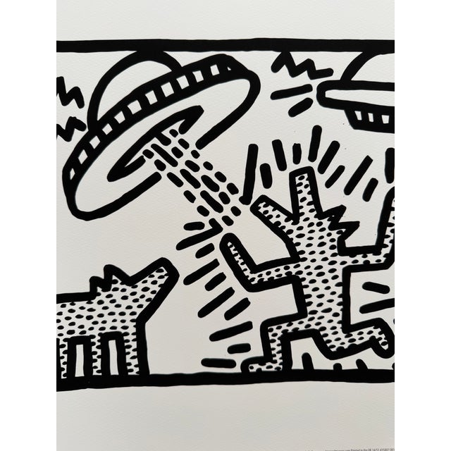 Black Keith Haring (1958-1990), Untitled, 1982 (Dogs With UFO's), Copyright Keith Haring Foundation, Licensed by Artestar New York, Printed in the Uk For Sale - Image 8 of 9