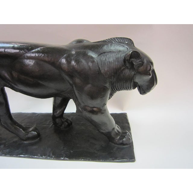 Metal Original Piero Palazzolo Hebrard Bronze Art Deco Sculpture of a Stalking Panther For Sale - Image 7 of 13