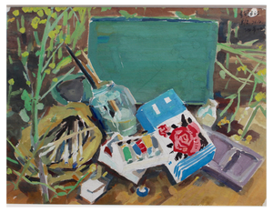 Unnamed Artist, Life on Sunday, 1976, 1970s, Gouache on Paper, Framed
