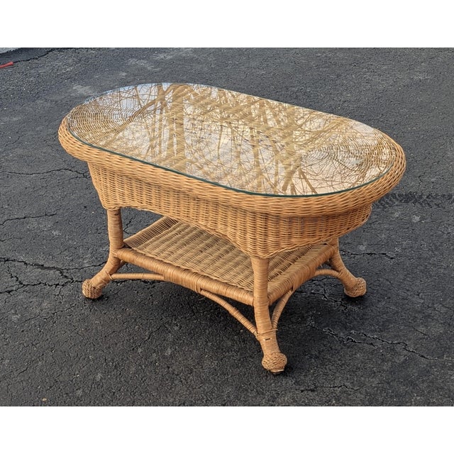 1980s Vintage Wicker Coffee Table Circa 1980s For Sale - Image 5 of 10