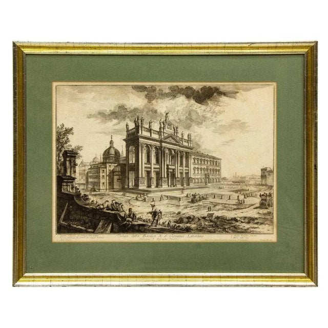 Views of Rome, Basilica St John Lateran Framed Etching by Piranesi For Sale In Denver - Image 6 of 6