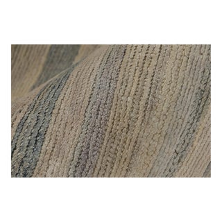 Rug & Kilim’s Modern Textural Rug in Greige and Blue Stripes and Striae For Sale
