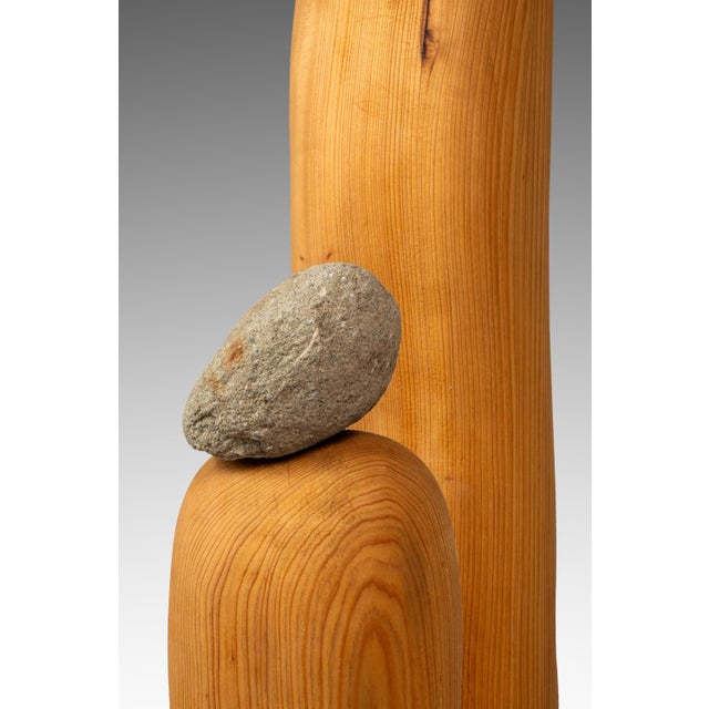 2-Piece Organic Modern Abstract Freestanding Sculpture in Solid Cypress & Stone by Mark Leblanc for Leblanc Studios, Usa, C. 2020s For Sale - Image 10 of 14