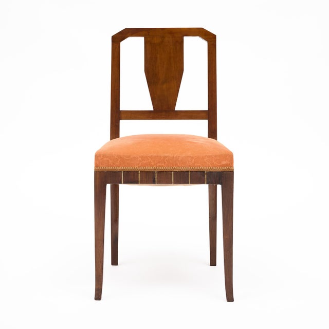 French Pair of Walnut Dining Chairs, Vintage, French For Sale - Image 3 of 9