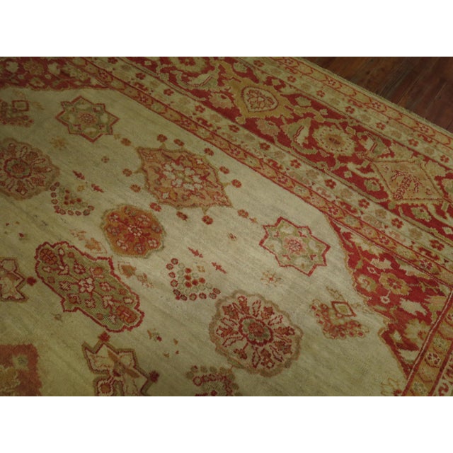 Antique Ivory Sultanabad Persian Carpet For Sale - Image 4 of 18