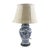 Chinese Blue and White Porcelain Covered Ginger Jar Mounted as a Table Lamp, the vessel hand-painted with scrolling floral...