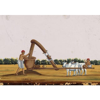 Indian Company School, Oil Mill, 1800s, Gouache on Paper For Sale