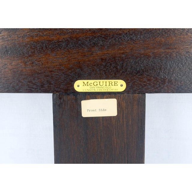 McGuire McGuire Dark Bamboo & Ebonized Mahogany Leather King Size Headboard Bed For Sale - Image 4 of 10