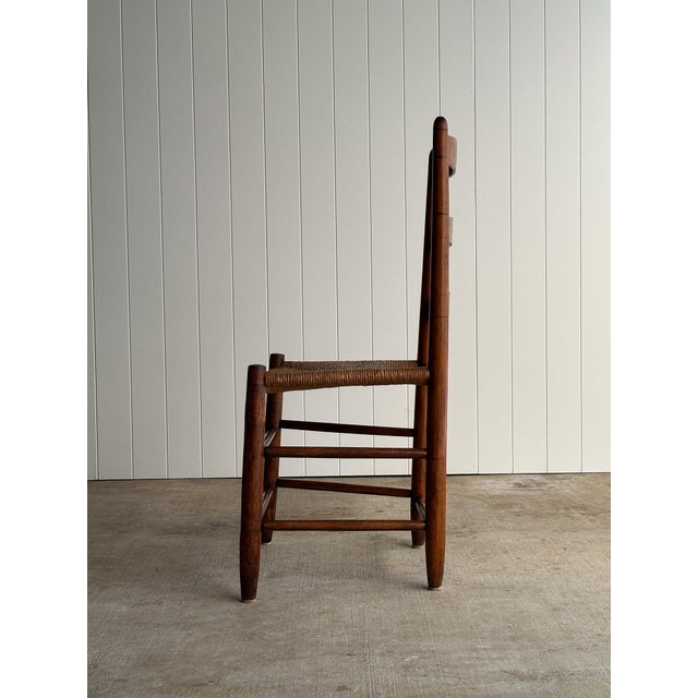 Antique Ladderback Chair With Hand-Woven Rush Seat For Sale - Image 11 of 18