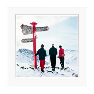 Toni Frissell 'Klosters Signpost' Archival Pigment Print Framed in White For Sale