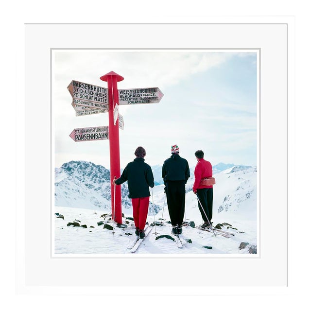Toni Frissell 'Klosters Signpost' Archival Pigment Print Framed in White For Sale