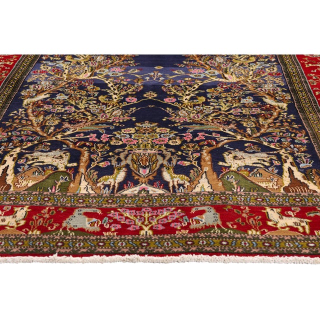 Vintage Persian Tree of Life Qum Rug, 04'07 X 06'05 For Sale - Image 4 of 10