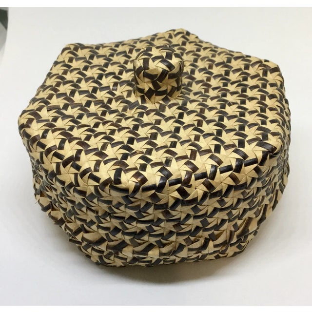 Boho Chic Vintage Covered Lidded Basket Box Circa 1890s For Sale - Image 3 of 13