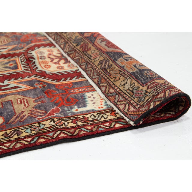 Vintage Pictorial Persian Heriz Wool Runner With Multicolor Design For Sale - Image 4 of 11