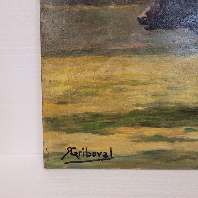 Roger Griboval, Rouen School Cow, 1980s, Oil on Board For Sale - Image 18 of 18