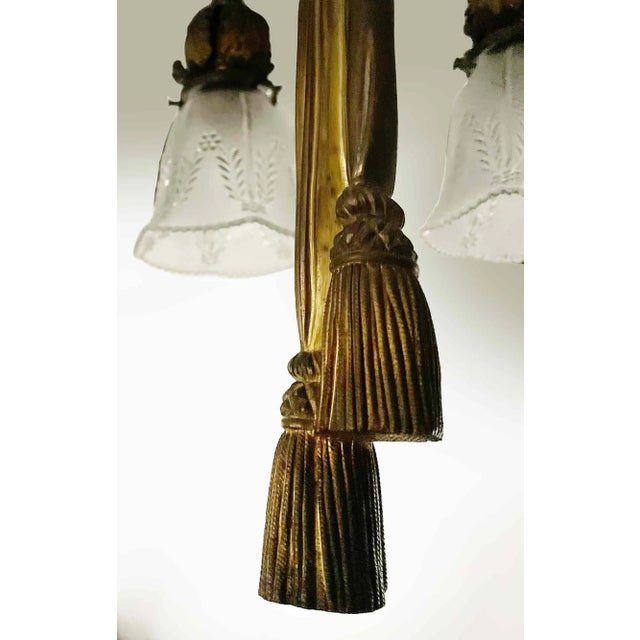 French Antique French Chandelier - Bronze For Sale - Image 3 of 5