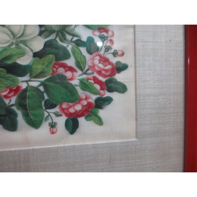 Chinese Antique Chinese Watercolor Floral For Sale - Image 3 of 8