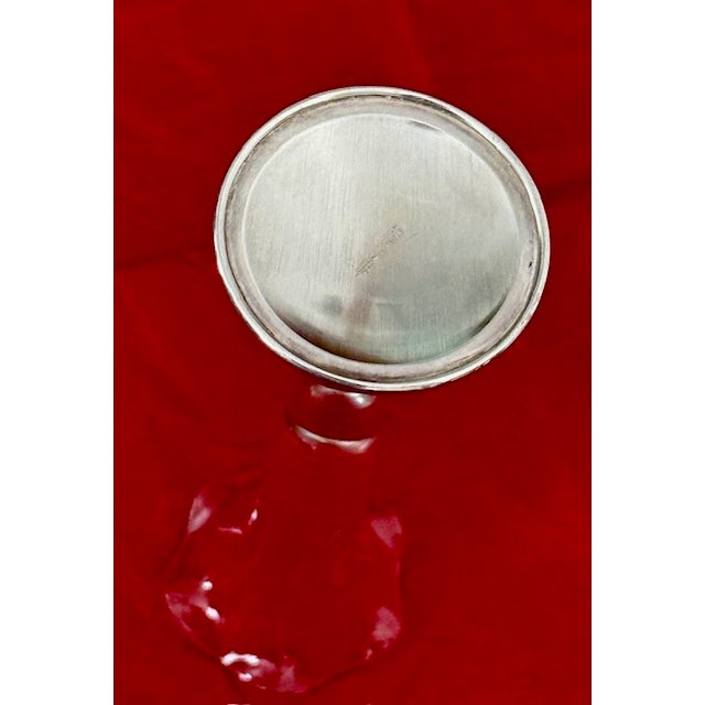 Etched Glass Etched Flowers Bud Vase Sterling Silver Base 7” H For Sale - Image 9 of 12