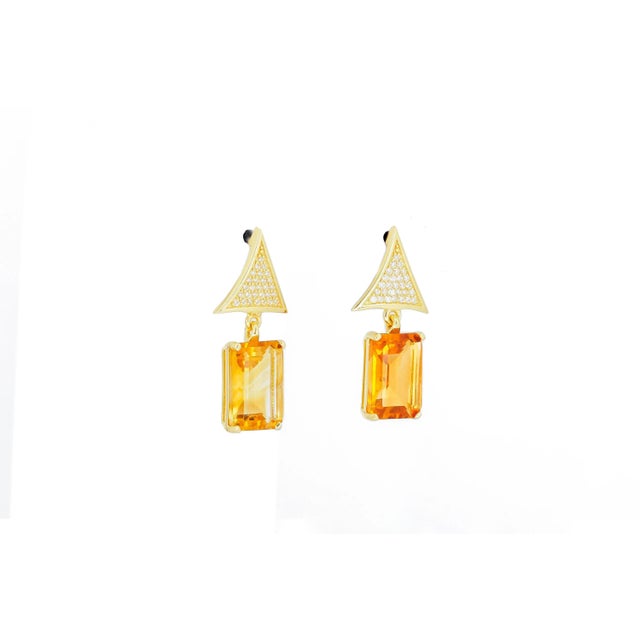 Citrine 14k Gold Earrings Studs - 2 Pieces For Sale - Image 4 of 7
