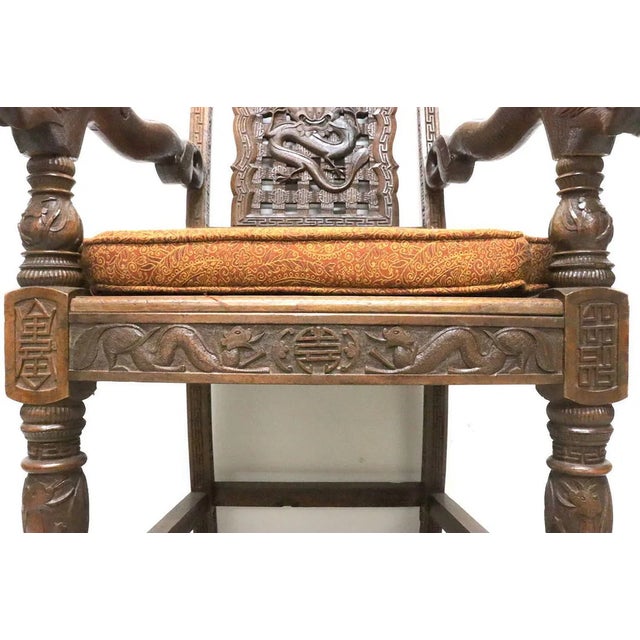 Pair of Antique Heavily Hand Carved Wooden Armchairs For Sale - Image 14 of 15